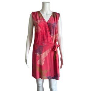 Tibi 100% Silk Wrap Pink Hummingbird Dress - 4